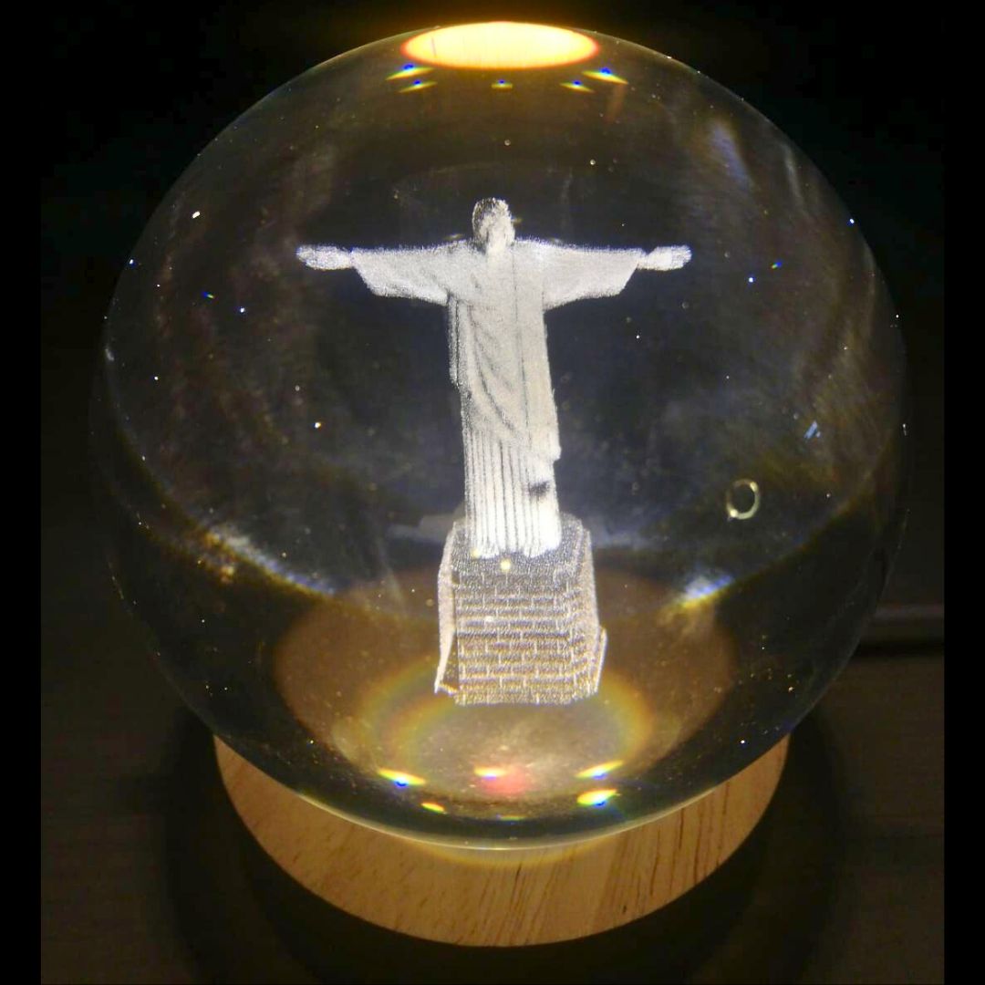 Miniatura 2 de Esfera de Cristal 3D - Cristo Redentor